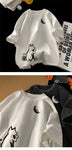 Oversized Cat Moon Print Men's T-Shirt