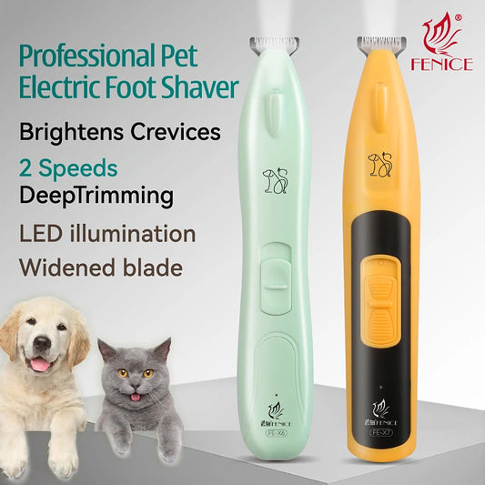Fenice TJMX6X7 LED Pet Hair Trimmer 18mm Wide Blade for Ear/Eye/Claw/Private Parts Dog Grooming Clipper Electric Foot Shaver