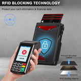 New Black Leather Wallet for Men Slim Bifold RFID Blocking Wallet with Pop-Up Metal Card Holder & Card Sleeves POP UP Wallet