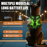 LED Glowing Luminous Dog Harness Rechargeable Safety Vest For Night Walking 3 Light Modes Pet Harnesses