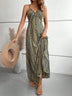 Boho Pattern Backless Split Maxi Dress