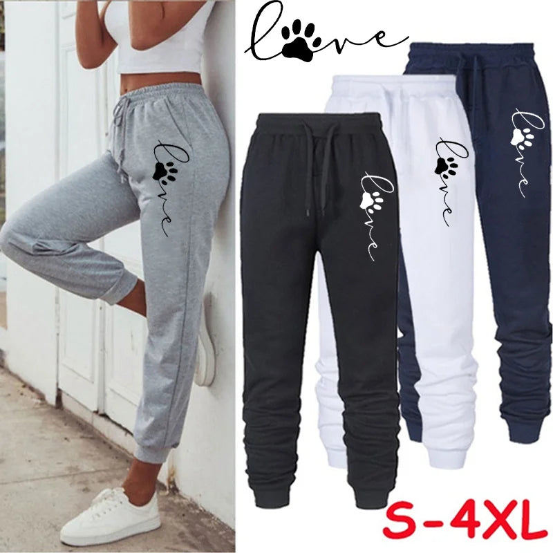 Women's Cat Paw Print Jogger Sweatpants