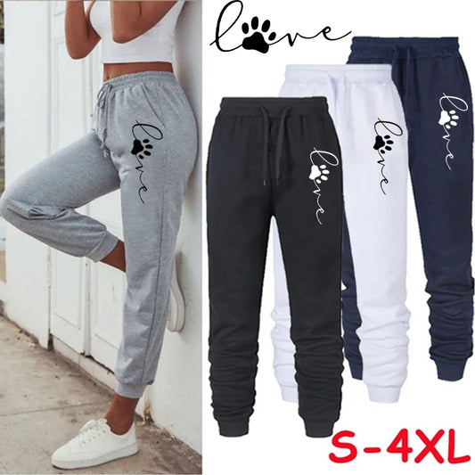 Women's Cat Paw Print Jogger Sweatpants