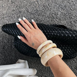 Ingemark 3Pcs/Set Vintage Beige Resin Bangles for Women on Hand 2025 New Trend Boho Stacking Charm Bracelets Y2K Jewelry Gift