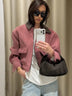 SLTNX Spring Pink Casual Jacket Women's Loose Fit Streetwear Front Zipper Pockets Lounge Wear Daily Outerwear