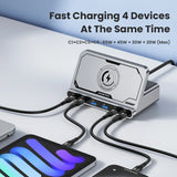 160W 7in 1 USB C Fast Charging Station PD3.0 QC3.0 With Wireless Charging Station Stand For iPhone 15 iPad Samsung Tablet Laptop