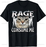 The Anger Consumed Me, Silly Cat Memes, The Hilarious Print T-shirts and The Black Crew-neck, Short-sleeved Outfits