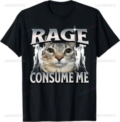 The Anger Consumed Me, Silly Cat Memes, The Hilarious Print T-shirts and The Black Crew-neck, Short-sleeved Outfits