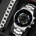 Men's Stainless Steel Big Dial Quartz Watch (2-Piece Set)