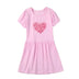 Girls Cute Cat Print Pink Dress