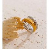 Yhpup Size 678 New Stainless Steel Layered Geometric Cast Statement Ring Rust Proof Metal Texture Attractive Women Jewelry