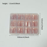 144Pcs Pink Cat Eye Press On Nails Short Square Glitter Pink Acrylic Fake Nail Tips Full Cover Wearable Women False Nails Patch#