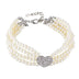 4-Row Rhinestone Pearl Pet Collar Necklace