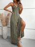 Boho Pattern Backless Split Maxi Dress