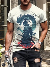 2025 Men's Japanese Samurai Cat Art 3D Print Casual T-shirts Streetwear Tee Tops Summer Men Women Harajuku Short Sleeve Y2k Tees