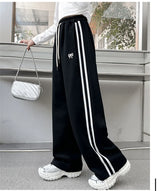 Girl Sports Pants Teenager Spring Wide-leg Casual Trousers 2025 New Children's Straight Loose Pants Kids Autumn Clothing
