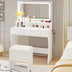 LED lighted makeup vanity desk with mirror and stool