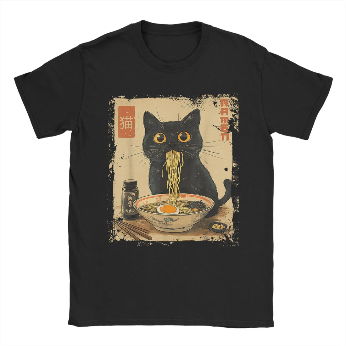 Cute Anime Ramen Cat T-Shirt for Women - Novel Round Neck Short Sleeve T-Shirt Gift Clothing Graphic T Shirts Summer Streetwear