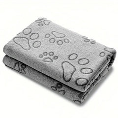 Cozy Plush Dog Paw Print Blanket - Soft Flannel Pet Bed Mat for Cats & Small to Medium Dogs, 3 Sizes, Machine Washable All-Seaso