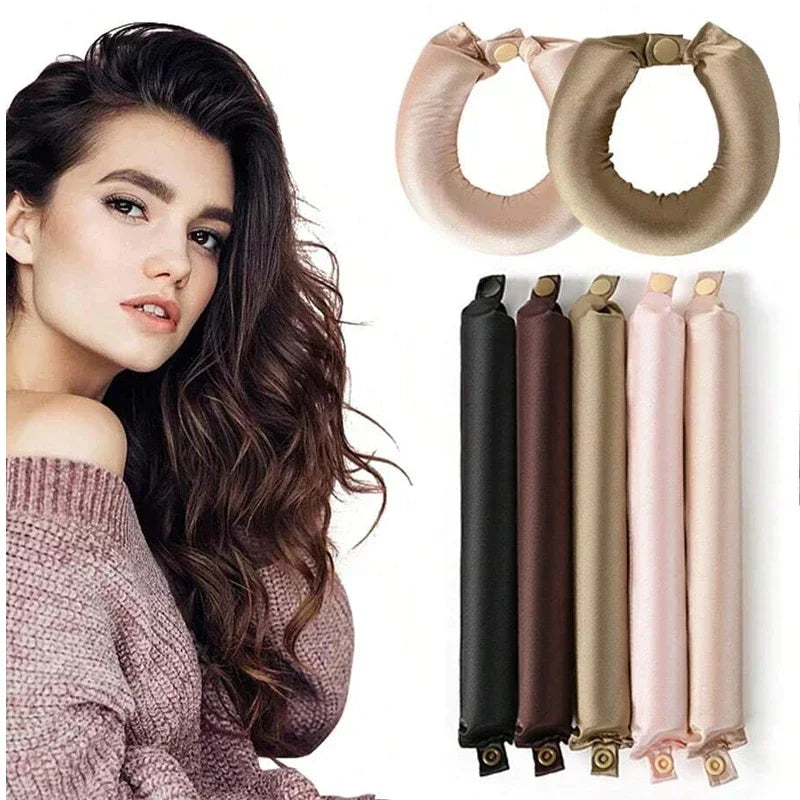 Heatless satin hair curling rod set