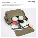 Multiple Pockets Women's Lovely Cat Print Shoulder Messenger Bag Retro Canvas Tote Crossbody Bag Unisex