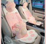 New Car Cushion Plush Warm Cute Cat Paw Car Seat Cushion Head Pillow Car Accessories  Seat Covers for Cars Full Set