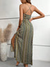 Boho Pattern Backless Split Maxi Dress
