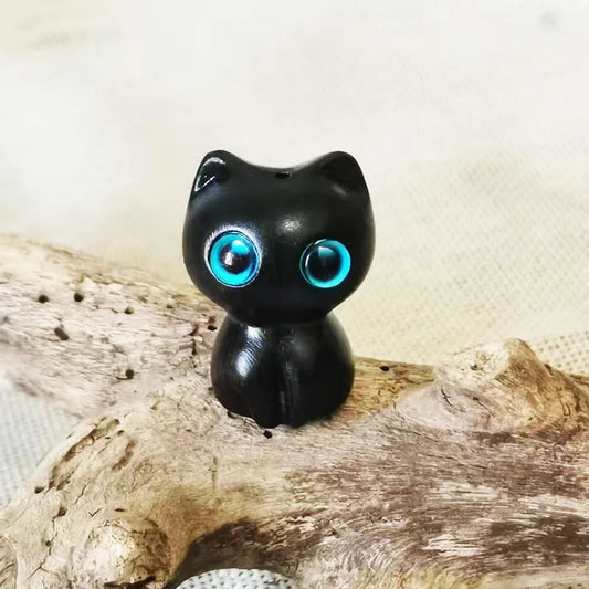 Miniature Wood Carving Cat Ornament
