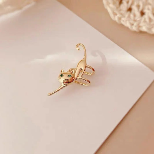 Green Eye Cat Clip-On Earring