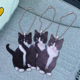 Simulated Cat Pendant Car Rearview Mirror 2D Flat Acrylic Pendant Car Keychain Phone Handbag Kitten Decoration Hanging Ornament