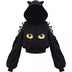 Gothic Cat Ear Crop Top Hoodie