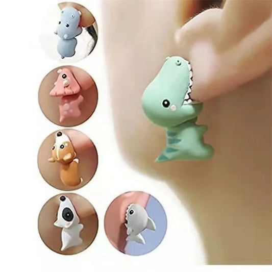 Cartoon Animal Bite Stud Earrings