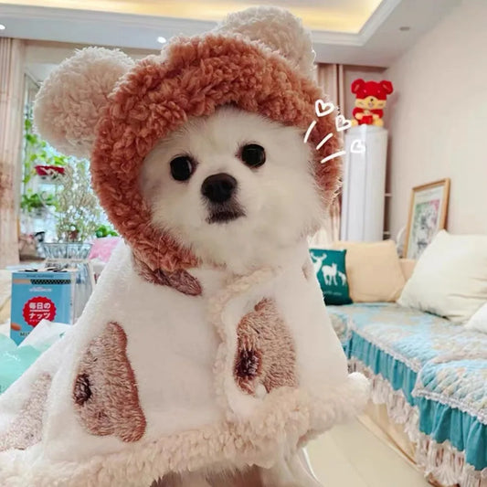 Warm Bear Cape Pet Blanket Coat