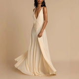 Chic Sexy Deep V Neck Hollow Boho Dress Woman Spring Patchwork Lace Sling Long Dress Summer Sleeveless Backless Loose Maxi Dress