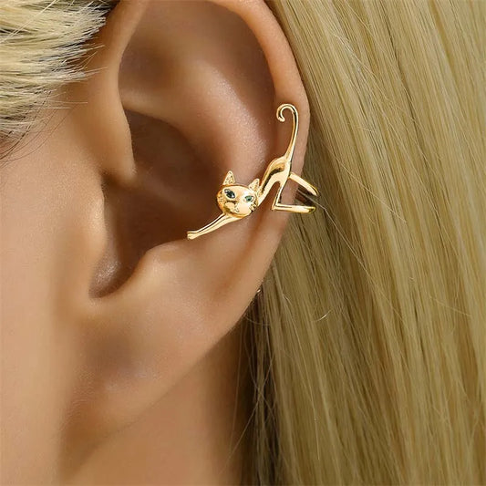 Green Eye Cat Clip-On Earring