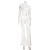 Women Fashion Sexy Short Sleeves Suit Casual Sheath Hollow Out 2 Pieces (Tops+Long Pant) Matching Sets Female Street Tracksuit