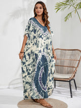 Kaftan Dresses for Women Plus Size Tie Dye Batwing Sleeve Caftans Swimsuit Coverup Maxi Dress Loungewear