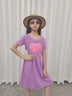 Girls Cute Cat Print Pink Dress