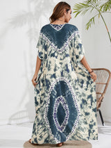 Kaftan Dresses for Women Plus Size Tie Dye Batwing Sleeve Caftans Swimsuit Coverup Maxi Dress Loungewear