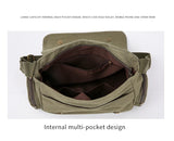 Multiple Pockets Women's Lovely Cat Print Shoulder Messenger Bag Retro Canvas Tote Crossbody Bag Unisex