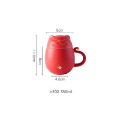 Lucky Cat Mug Tea Mug Creative Ceramic Cup With Cover Filter Office Water Cup Tea Separation Tea Cup