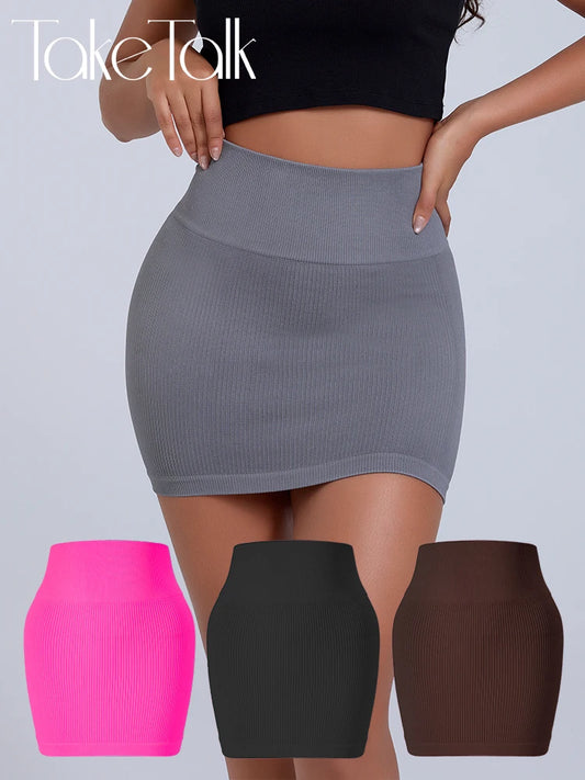 Versatile Short Korean Skirt Solid Color Thin Elastic High Waist Vintage Sexy Slim All-match Short Skirts Casual Mini Skirt NEW