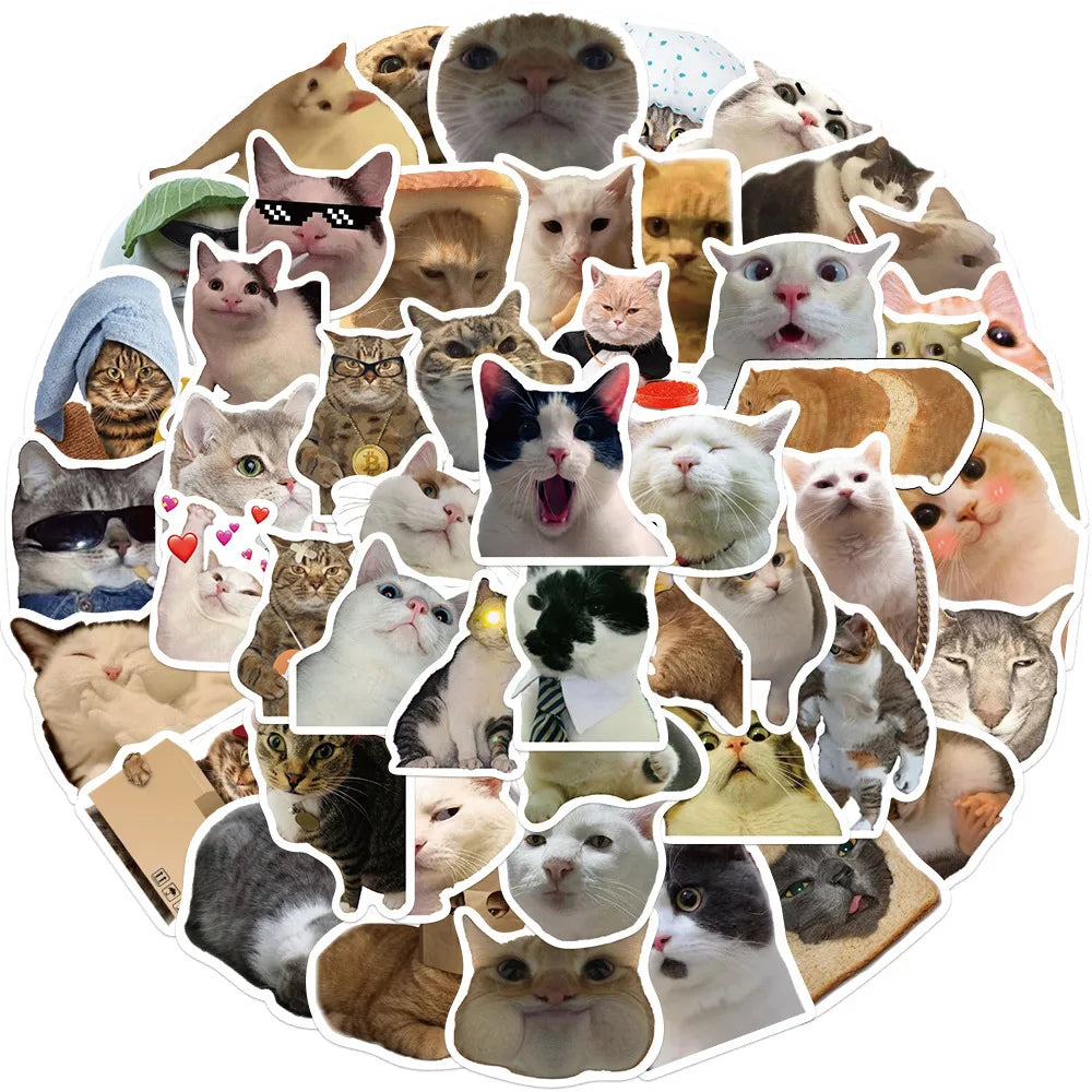 Funny Dog & Cat Meme Sticker Pack (50 Pcs)