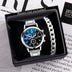 Men's Steel Band Quartz Watch with Bracelet Set
