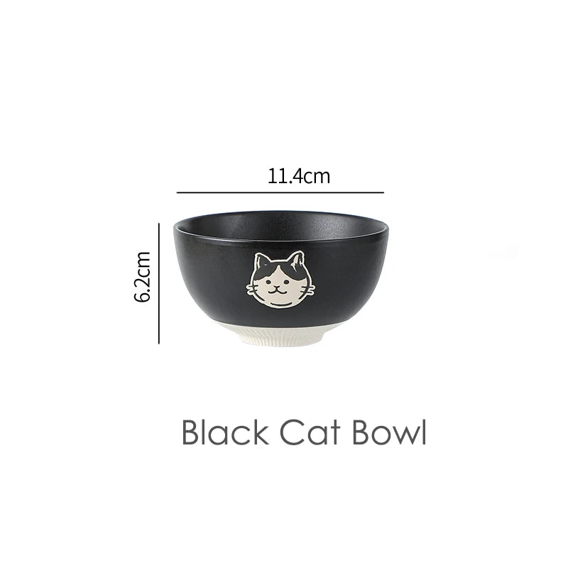 4.5 Inch Kawaii Bear Bowl Ceramic Kitten Rice Bowl Cartoon Cat Breakfast Oatmeal Milk Bowl Microwave Safe