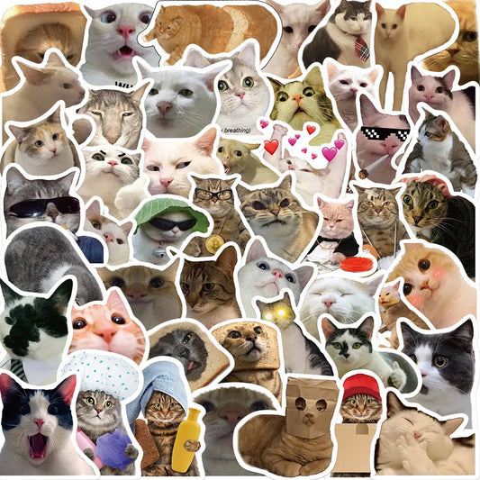Funny Dog & Cat Meme Sticker Pack (50 Pcs)