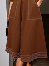 Krisstargirls 2025 Trendy Autumn Button Down Lapel Brown Shirt Maxi Dress Woman Spring Pockets Women A-line Long Dresses Belt