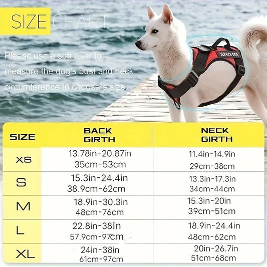 Anti-Pull Tactical Dog Harness with Night Reflective Strips Heavy-Duty Military-Grade Vest-Style Leash for Medium Large Dog