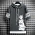 Men's Cat Print Short Sleeve Hoodie