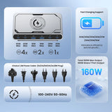 160W 7in 1 USB C Fast Charging Station PD3.0 QC3.0 With Wireless Charging Station Stand For iPhone 15 iPad Samsung Tablet Laptop